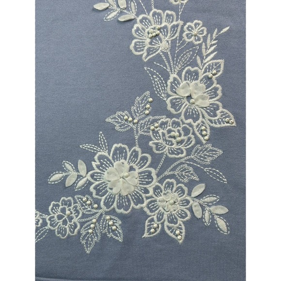 Alfred Dunner Sweater Womens Size M Blue Floral Accents S/S Lightweight - Picture 7 of 10